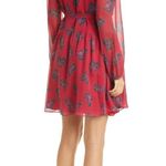 Saloni Tilly Ruffle Bib 100% Silk Long Sleeve Dress in Cherry Bows Red Photo 5