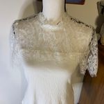 SheIn White Mock Neck Lace Top Photo 3
