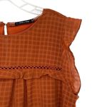 Doe & Rae  Rust Orange Ruffle Top Large Photo 1