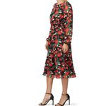 Floral Midi Dress Louna Colorful Garden Girl Fairy Romantic Modest Small Stretch Red Photo 1