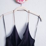 WAYF  Black Satin Front Drape Chain Halter Cami Photo 1