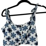 Aguabendita Target Linen Blue Floral Tie Shoulder Crop Top Size XL White Photo 4