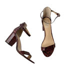 Vince Camuto Beah Snakeskin Burgundy Low Heel Sandals 10 NWT Photo 2