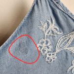 Sweet Wanderer Blue Denim Lyocell Embroidered Tank Top Spaghetti Straps Size L Photo 4