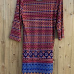 Tacera  Women Casual Formal 3/4‎ Sleeve Stretch Dress Size Small Red Blue Boho Photo 0
