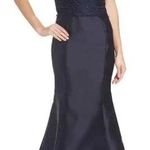 La Femme 26331 Lace & Twill Mermaid Gown Navy 6 Photo 0