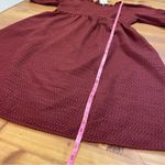 Lena & Lou Deep Red Woven Empire Waist Babydoll Midi Dress Puff Sleeves 1X New Photo 5