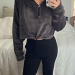 Urban Outfitters  Angela Fleece cropped quarter half zip gray s uo Photo 0