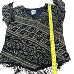 R & M Richards R M Richards Blouse Printed Beaded Fringe Black White Womens Size 16 Photo 9