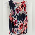 Kate Spade  Blue Red Watercolor Floral Silk Sleeveless V-neck Relaxed Fit Top 4 Photo 7