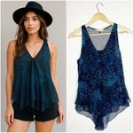 Rebecca Taylor  Silk Navy Mermaid Tank Sleeveless Blouse Size 2 Photo 1