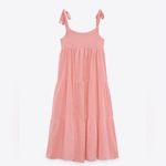 ZARA Pink Bubble Gum Bohemian Tiered Long Straight Neckline Cotton Dress Sz XL Photo 3