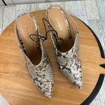 EXPRESS  Snake Reptile Print Heeled Mules Shoes Ivory Gold 7 New Pointed‎ Toe Photo 2