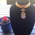 Agathe stone slice set in metal on a soft tan leather cord, made by me OOAK Photo 5