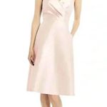 Alfred Sung NWT D777 Satin Twill V Neck Cocktail Dress In Blush Pink Size 12 Photo 1