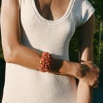 ZARA NWT New in Box Red/Orange Stone and Metal Cuff Bracelet Photo 0