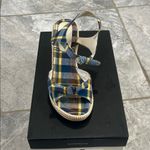Liz Claiborne Blue and Yellow Plaid Wedges Photo 2