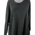 Free People  Women's Gray Black Long Sleeve Rib Knit Pullover Sweater Top Size L Photo 0