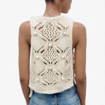 ZARA Cream Crochet Knit Side-Tie Tank Top Vest Women’s Size M Photo 1