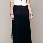 Free People Beach Fringe Tiered Maxi Skirt Black Western FP Small Long Photo 11