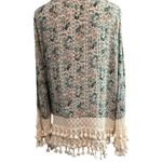 Entro Women's Floral Vest Type Open Cardigan Crochet Trim Wide Sleeves Sz L Chic Photo 2
