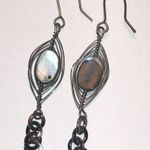 Gunmetal Gray Dark Metal Abalone Shell Boho Pierced Earrings Photo 2