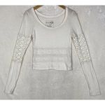 Free People We The Free Cream Crochet Eyelet Long Sleeve Top Size S Bohemian Photo 1