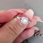 14KT White Gold Natural Mined Diamond Cushion Halo Engagement Ring Size 6 Photo 1