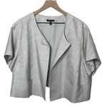 Eileen Fisher Silk Blend Short Sleeve Open Front Cropped Jacket Blazer Career Photo 0