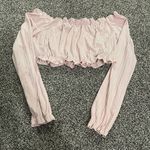 SheIn  pink striped long sleeve crop top L Photo 0