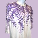 Cute white 3/4 sleeve top with purple and lavender leaf design! Size XL Photo 2