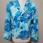 Tommy Hilfiger Turquiose Blue Y2k Floral Cotton Blazer Size Medium Photo 0