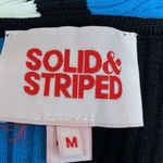 Solid & Striped  Blue Black White Striped V Neck Long Sleeve Bodysuit Top Size M Photo 3