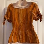 Sweet Wanderer  Orange Rayon Button Down Striped Short Sleeve Top Sz L Vacation Photo 1