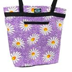 BLUE SKY Cottagecore Boho Lavender Daisy Print Zip Closure Tote Bag Purple Photo 1