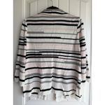 Ming Wang MING‎ WANG Slinky Pink Black White Stripe Open Front Cardigan Size L Photo 1