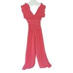 Max Studio  Womens V-neck Smocked Waist Jumpsuit Photo 4