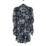 MISA Los Angeles Adora Black and Gray Floral Tiered Smock Ruffle Mini Dress XS Photo 1