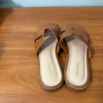 Cushionare Cushionaire Voyage Slide‎ Sandal Slip On Tan Brown Vegan Leather Casual Flat 8.5 Photo 1