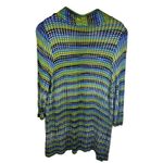 Worthington 1X Boho Blue Green Stripe Knit Open Front Duster Cardigan Sweater Photo 4
