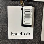 Bebe NWT  Black Tote with Pink Stripes with Matching Wristlet Pouch 16 W x 13 H Photo 2