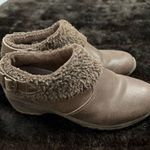 Eddie Bauer  Women Brown Clog Wedge Shoes Leather Upper 8.5M Faux Fur Collar Photo 0