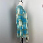 Anthropologie  Sparrow Revolution Blue Plaid Sharkbite Open Cardigan Small Photo 2