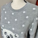 Holiday Time Grey White Polka Dot Polar Bear Snow Christmas Ugly Sweater Medium Photo 4