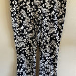 Roz & Ali  Black White Tropical Floral Flower‎ Pull On Stretch Pants Womens 16 Photo 0