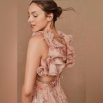 Mac Duggal NWOT  Pink Ruffle Tiered Floral Cut Out Chiffon  Dress Size 2 /XS Photo 7