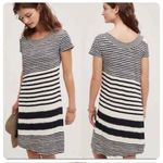 Anthropologie Mauve Haven Soft Knit Striped Navy White Shift Dress W-640 Size M Photo 1