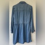 American Eagle  Fit Flare Blue Chambray Denim Dress Long Sleeve Button Up Size S Photo 1