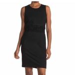 Carmen Marc Valvo Ponte Scoop Neck Dress, Black Size: 10, Fringe Dress NWT Photo 5