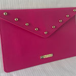 Juicy Couture Envelope Clutch Bag Bright Barbie Pink Gold Studs NWOT Photo 0
